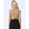 imageAllegra K Womens 34 Sleeve Sheer Mesh Shrug Open Front Cropped Bolero CardiganLight Khaki