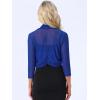 imageAllegra K Womens 34 Sleeve Sheer Mesh Shrug Open Front Cropped Bolero CardiganRoyal Blue