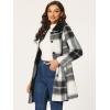 imageAllegra K Womens Buffalo Checks Shacket Button Down Peter Pan Collar Long Winter Plaid CoatBlack White