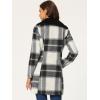 imageAllegra K Womens Buffalo Checks Shacket Button Down Peter Pan Collar Long Winter Plaid CoatBlack White