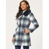imageAllegra K Womens Buffalo Checks Shacket Button Down Peter Pan Collar Long Winter Plaid CoatBlue White