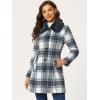 imageAllegra K Womens Buffalo Checks Shacket Button Down Peter Pan Collar Long Winter Plaid CoatBlue White