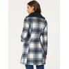 imageAllegra K Womens Buffalo Checks Shacket Button Down Peter Pan Collar Long Winter Plaid CoatBlue White