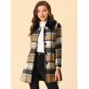 imageAllegra K Womens Buffalo Checks Shacket Button Down Peter Pan Collar Long Winter Plaid CoatBrown