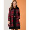 imageAllegra K Womens Buffalo Checks Shacket Button Down Peter Pan Collar Long Winter Plaid CoatRed