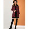 imageAllegra K Womens Buffalo Checks Shacket Button Down Peter Pan Collar Long Winter Plaid CoatRed