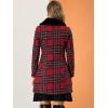 imageAllegra K Womens Buffalo Checks Shacket Button Down Peter Pan Collar Long Winter Plaid CoatRed
