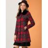 imageAllegra K Womens Buffalo Checks Shacket Button Down Peter Pan Collar Long Winter Plaid CoatRed