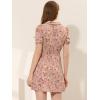 imageAllegra K Womens Button Up Short Sleeve ALine Chiffon Vintage Floral Shirt DressDusty Pink