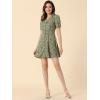 imageAllegra K Womens Button Up Short Sleeve ALine Chiffon Vintage Floral Shirt DressGreen