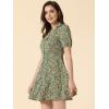 imageAllegra K Womens Button Up Short Sleeve ALine Chiffon Vintage Floral Shirt DressGreen