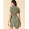 imageAllegra K Womens Button Up Short Sleeve ALine Chiffon Vintage Floral Shirt DressGreen