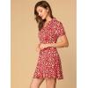 imageAllegra K Womens Button Up Short Sleeve ALine Chiffon Vintage Floral Shirt DressRed