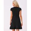 imageAllegra K Womens Cap Sleeves Round Neck Tiered Ruffled Hem Above Knee DressBlack