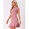 imageAllegra K Womens Cap Sleeves Round Neck Tiered Ruffled Hem Above Knee DressDark Pink