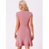 imageAllegra K Womens Cap Sleeves Round Neck Tiered Ruffled Hem Above Knee DressDark Pink