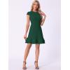 imageAllegra K Womens Cap Sleeves Round Neck Tiered Ruffled Hem Above Knee DressGreen