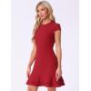 imageAllegra K Womens Cap Sleeves Round Neck Tiered Ruffled Hem Above Knee DressRed