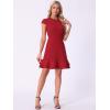 imageAllegra K Womens Cap Sleeves Round Neck Tiered Ruffled Hem Above Knee DressRed