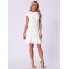 imageAllegra K Womens Cap Sleeves Round Neck Tiered Ruffled Hem Above Knee DressWhite