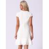 imageAllegra K Womens Cap Sleeves Round Neck Tiered Ruffled Hem Above Knee DressWhite
