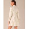 imageAllegra K Womens Casual Shirt Dress Long Sleeve Half Placket Embroidered Floral Mini DressesBeige