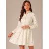 imageAllegra K Womens Casual Shirt Dress Long Sleeve Half Placket Embroidered Floral Mini DressesBeige
