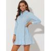 imageAllegra K Womens Casual Shirt Dress Long Sleeve Half Placket Embroidered Floral Mini DressesBlue