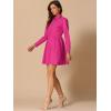 imageAllegra K Womens Casual Shirt Dress Long Sleeve Half Placket Embroidered Floral Mini DressesHot Pink