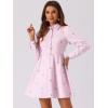 imageAllegra K Womens Casual Shirt Dress Long Sleeve Half Placket Embroidered Floral Mini DressesLight Purple