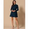 imageAllegra K Womens Casual Shirt Dress Long Sleeve Half Placket Embroidered Floral Mini DressesNavy Blue