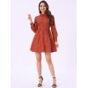 imageAllegra K Womens Casual Shirt Dress Long Sleeve Half Placket Embroidered Floral Mini DressesOrange