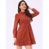 imageAllegra K Womens Casual Shirt Dress Long Sleeve Half Placket Embroidered Floral Mini DressesOrange