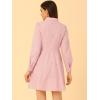 imageAllegra K Womens Casual Shirt Dress Long Sleeve Half Placket Embroidered Floral Mini DressesPink