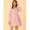 imageAllegra K Womens Casual Shirt Dress Long Sleeve Half Placket Embroidered Floral Mini DressesPink