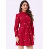 imageAllegra K Womens Casual Shirt Dress Long Sleeve Half Placket Embroidered Floral Mini DressesRed