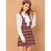 imageAllegra K Womens Christmas Plaid Tartan Skirt Button Decor ALine Pinafore Overall DressBurgundy