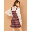 imageAllegra K Womens Christmas Plaid Tartan Skirt Button Decor ALine Pinafore Overall DressBurgundy