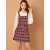 imageAllegra K Womens Christmas Plaid Tartan Skirt Button Decor ALine Pinafore Overall DressBurgundy