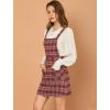 imageAllegra K Womens Christmas Plaid Tartan Skirt Button Decor ALine Pinafore Overall DressBurgundy