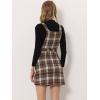 imageAllegra K Womens Christmas Plaid Tartan Skirt Button Decor ALine Pinafore Overall DressDeep Brown