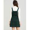 imageAllegra K Womens Christmas Plaid Tartan Skirt Button Decor ALine Pinafore Overall DressGreen
