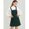 imageAllegra K Womens Christmas Plaid Tartan Skirt Button Decor ALine Pinafore Overall DressGreen