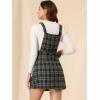 imageAllegra K Womens Christmas Plaid Tartan Skirt Button Decor ALine Pinafore Overall DressNavy Blue