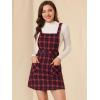 imageAllegra K Womens Christmas Plaid Tartan Skirt Button Decor ALine Pinafore Overall DressRed