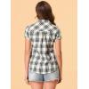 imageAllegra K Womens Cotton Classic Button Down Western Plaid ShirtBeige