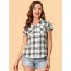 imageAllegra K Womens Cotton Classic Button Down Western Plaid ShirtBeige