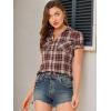 imageAllegra K Womens Cotton Classic Button Down Western Plaid ShirtBeige Red