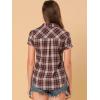 imageAllegra K Womens Cotton Classic Button Down Western Plaid ShirtBeige Red