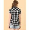 imageAllegra K Womens Cotton Classic Button Down Western Plaid ShirtBlack